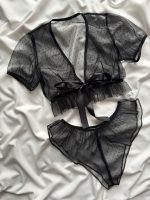 ست لباس خواب نیم تنه و شورت خالدار توری دانلا