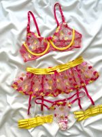 ست لباس زیر 5 تکه فنر دار صورتی دانلا