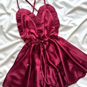 ست لباس خواب ساتن صدفی دانلا