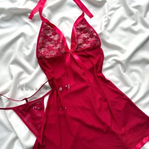 ست لباس خواب پیراهنی دورگردنی دانلا