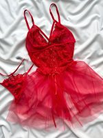 ست لباس خواب پیرهن عروسکی پشت بندی دانلا