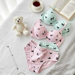 ست شورت و سوتین کاپدار نخی فنردار