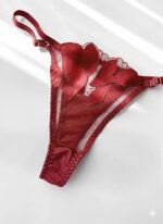 ست شورت و سوتین توری گیپوری فنردار قرمز دانلا - Image 4