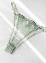 ست شورت و سوتین توری گیپوری فنردار سبزآبی - Image 3