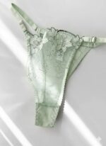 ست شورت و سوتین توری گیپوری فنردار سبزآبی - Image 4