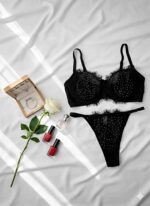 ست دانتل مژه ای فنردار رویه نگینی با جک پهلو زیر کاپ