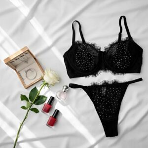 ست دانتل مژه ای فنردار رویه نگینی با جک پهلو زیر کاپ