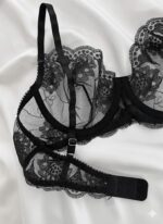 ست شورت و سوتین گیپوری توری مشکی مجلسی دانلا - Image 3