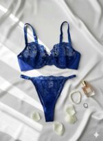 ست شورت و سوتین توری گیپوری فنردار کاربنی دانلا