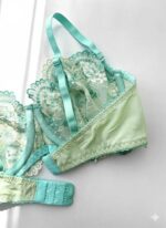 ست شورت و سوتین گیپوری توری سبز و فیروزه دانلا - Image 3