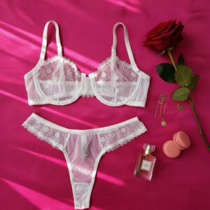 ست توری گیپوری گلدوزی شده سفید دانلا