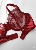 ست لباس زیر گیپوری فنردار ژینا رنگ قرمز کاپ سی دانلا - Image 4