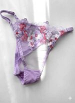 ست شورت و سوتین گیپوری توری بنفش گل صورتی دانلا - Image 4