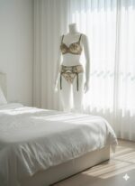 ست شورت و سوتین سه تیکه گیپوری سبز پسته ای دانلا - Image 2