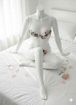 ست شورت و سوتین سه تیکه گیپوری سفید دانلا - Image 2