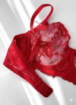 ست گیپور توری گلدوزی شده قرمز گلدوزی شده گل گلی