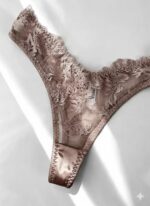 ست شورت و سوتین توری گیپوری فنردار دانلا ژینا رنگ بژ - Image 3