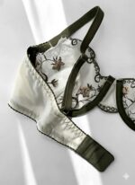 ست شورت و سوتین سه تیکه گیپوری سبز پسته ای دانلا - Image 3