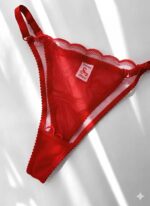 ست شورت و سوتین سه تیکه گیپوری قرمز دانلا - Image 4