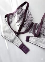 ست لباس زیر گیپوری فنردار دانلا رنگ بنفش کاپ سی دانلا - Image 4