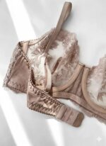 ست شورت و سوتین توری گیپوری فنردار دانلا ژینا رنگ بژ - Image 4