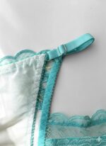 ست لباس زیر گیپوری فنردار دانلا رنگ فیروزه ای کاپ سی - Image 4