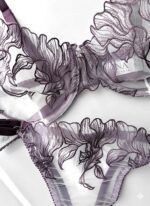 ست لباس زیر گیپوری فنردار دانلا رنگ بنفش کاپ سی دانلا - Image 3