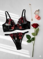 ست گیپوری فنردار مشکی قرمز دانلا کاپ سی