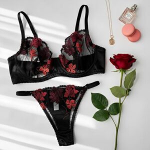 ست گیپوری فنردار مشکی قرمز دانلا کاپ سی