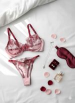 ست گیپوری فنردار دانلا رنگ قرمز صورتی کاپ سی