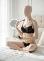 ست لباس زیر دانتل مژه ای فنردار با جک پهلو زیر کاپ - Image 2