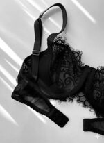 ست لباس زیر دانتل مژه ای فنردار با جک پهلو زیر کاپ - Image 3