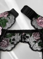 ست شورت و سوتین سه تیکه گیپوری مشکی دانلا - Image 3