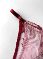 ست  لباس زیر گیپوری فنردار دانلا رنگ قرمز صورتی کاپ سی - Image 4