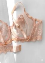 ست شورت و سوتین توری گیپوری فنردار گلبهی دانلا - Image 3