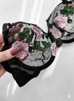 ست شورت و سوتین سه تیکه گیپوری مشکی دانلا - Image 4