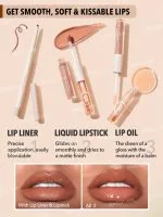 ست خط لب و رژ لب مایع دو سر شیگلم رنگ Pouty Nude - Image 5