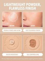 پنکک کرم پودری (پودر  پایه)  SKIN-FOCUS فول کاور - رنگ CAMEL شیگلم SHEGLAM - Image 4