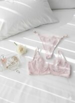 ست شورت و سوتین گیپوری فنردار صورتی دانلا