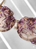 ست شورت و سوتین توری گیپوری فنردار بنفش دانلا