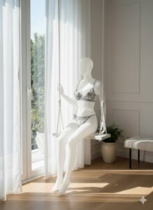 ست شورت و سوتین گیپوری سفید-طوسی دانلا