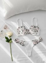 ست گیپوری توری فنردار سفید گلبهی دانلا