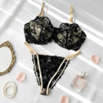 ست شورت و سوتین گیپوری فنردار پد اسفنجی دانلا