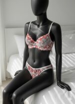 ست شورت و سوتین توری گیپوری فنردار قرمز دانلا