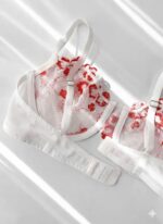 ست شورت و سوتین توری گیپوری فنردار قرمز دانلا