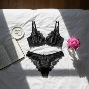 ست شورت و سوتین توری گیپوری فنردار دانلا