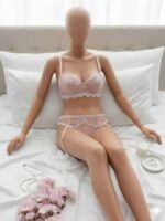 ست شورت و سوتین سه تیکه گیپوری صورتی دانلا - Image 2