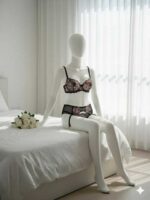 ست شورت و سوتین سه تیکه گیپوری مشکی دانلا - Image 2