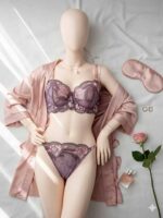 ست شورت و سوتین گیپوری توری بنفش گلبهی دانلا - Image 2