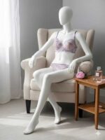 ست لباس زیر گیپوری توری گلبهی یاسی دانلا - Image 2